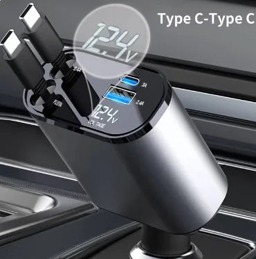 Cargador retráctil para coche USB-C