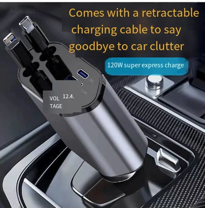 Cargador retráctil para coche USB-C